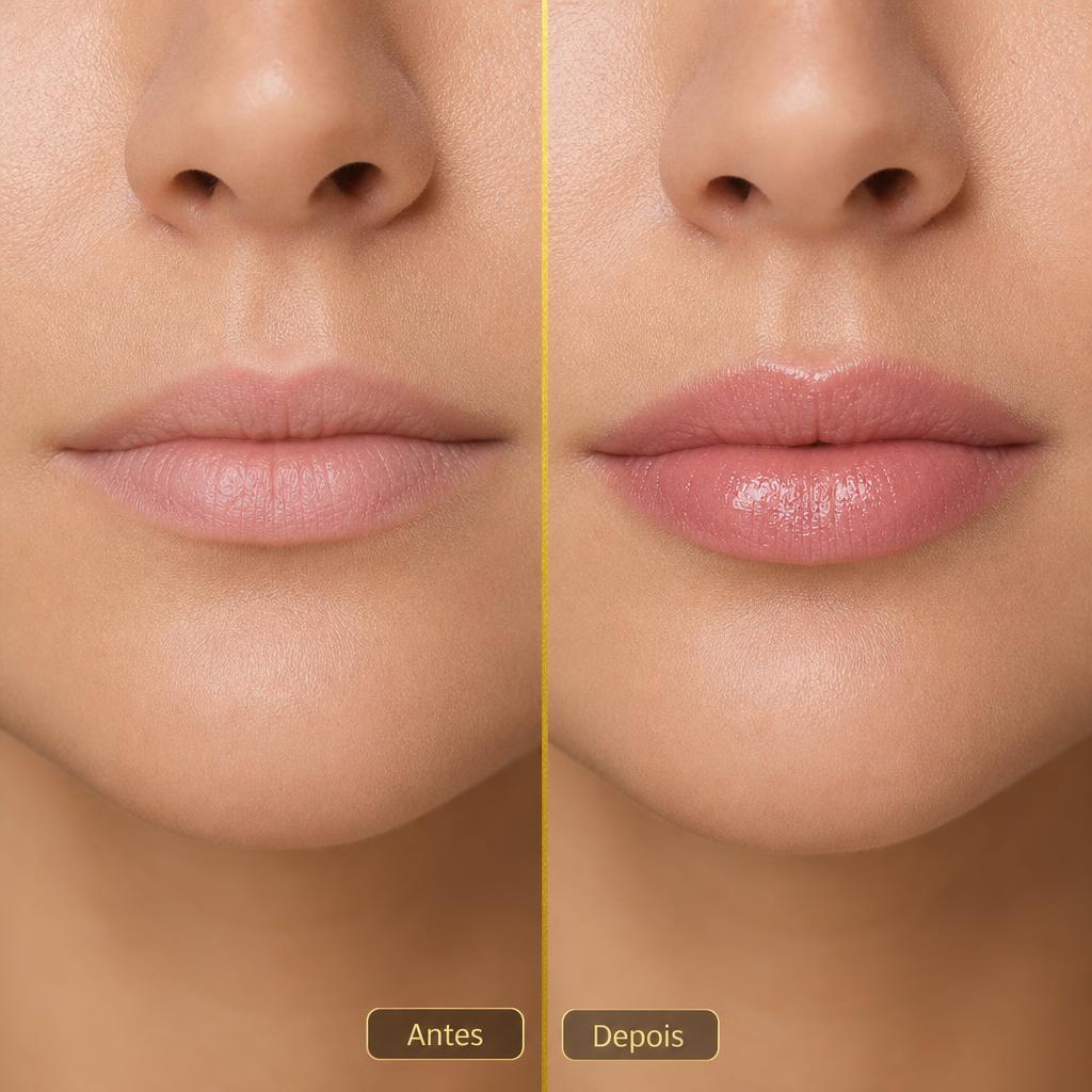 Preenchimento labial em São Bernardo do Campo — antes e depois com volume e naturalidade — Dra. Mislene Barros
